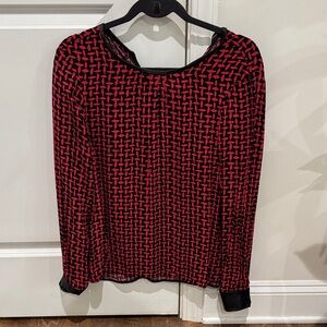 Zara Red and Black Geometric Blouse